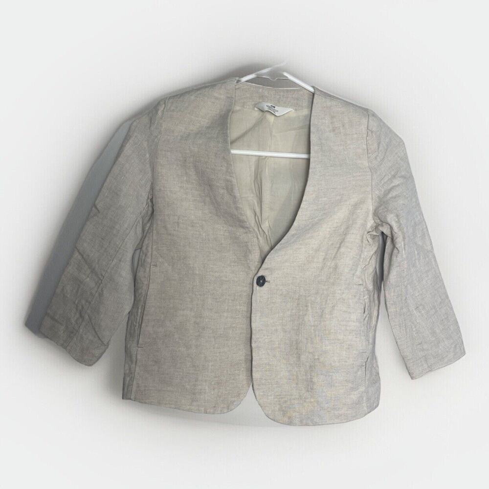 H&M Girls Size 6 Linen Blazer Lined Single Button Pockets Academia Preppy School